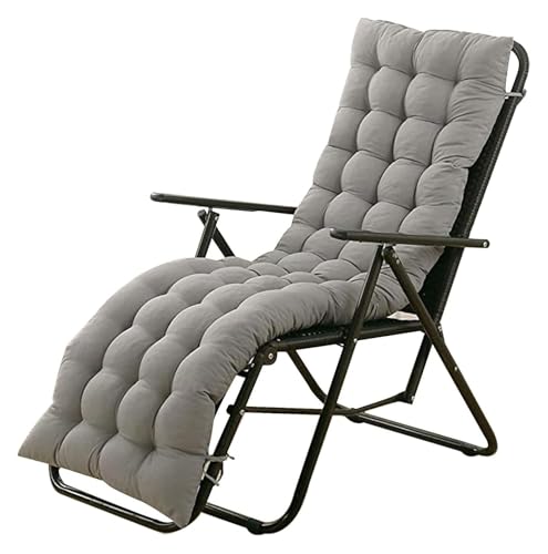 Sonnenliege-Stuhlkissen, Sundlight-Terrassenkissen, Chaiselongue, Outdoor-Matratze, Gartenliege, gesteppt, dick gepolstertes Sitzkissen, Liegestuhl(Gray,18.9"x47.2") von YKJGRTF