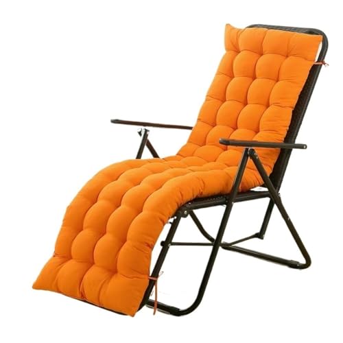 Sonnenliege-Stuhlkissen, Sundlight-Terrassenkissen, Chaiselongue, Outdoor-Matratze, Gartenliege, gesteppt, dick gepolstertes Sitzkissen, Liegestuhl(Orange,21.7"x64.2") von YKJGRTF