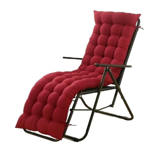 Sonnenliege-Stuhlkissen, Sundlight-Terrassenkissen, Chaiselongue, Outdoor-Matratze, Gartenliege, gesteppt, dick gepolstertes Sitzkissen, Liegestuhl(Red 2,18.9"x64.2") von YKJGRTF
