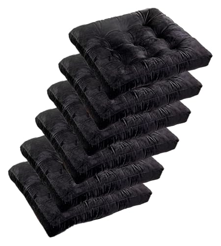 Stuhlkissen for Esszimmerstühle, 6er-Pack, Küchenstuhlpolster for Bürostühle, Esszimmerstuhl-Sitzkissen, 5,1 cm Dicke, for Büro, Zuhause oder Auto(Black,18x18in(Set of 6)) von YKJGRTF