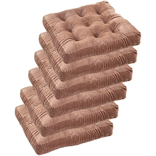 Stuhlkissen for Esszimmerstühle, 6er-Pack, Küchenstuhlpolster for Bürostühle, Esszimmerstuhl-Sitzkissen, 5,1 cm Dicke, for Büro, Zuhause oder Auto(Camel,16x16in(Set of 6)) von YKJGRTF