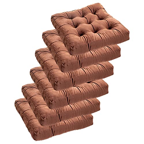 Stuhlkissen for Esszimmerstühle, 6er-Pack, Küchenstuhlpolster for Bürostühle, Esszimmerstuhl-Sitzkissen, 5,1 cm Dicke, for Büro, Zuhause oder Auto(Coffee,20x20in(Set of 6)) von YKJGRTF