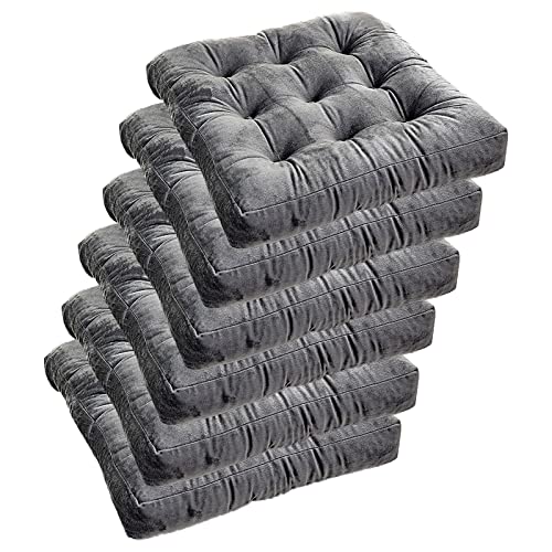 Stuhlkissen for Esszimmerstühle, 6er-Pack, Küchenstuhlpolster for Bürostühle, Esszimmerstuhl-Sitzkissen, 5,1 cm Dicke, for Büro, Zuhause oder Auto(Dark Gray,20x20in(Set of 6)) von YKJGRTF