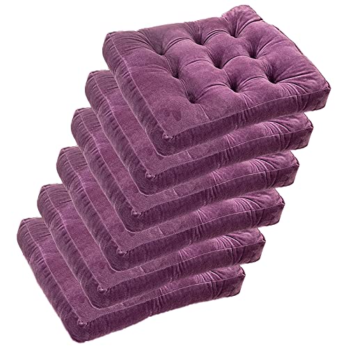 Stuhlkissen for Esszimmerstühle, 6er-Pack, Küchenstuhlpolster for Bürostühle, Esszimmerstuhl-Sitzkissen, 5,1 cm Dicke, for Büro, Zuhause oder Auto(Dark Purple,20x20in(Set of 6)) von YKJGRTF