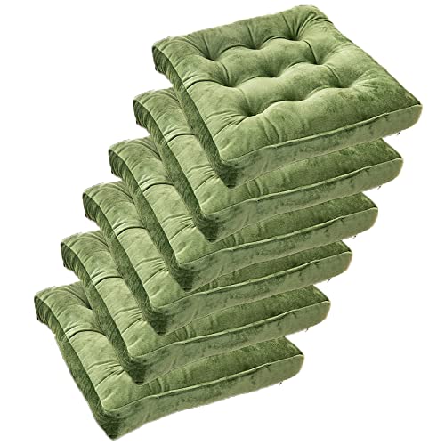 Stuhlkissen for Esszimmerstühle, 6er-Pack, Küchenstuhlpolster for Bürostühle, Esszimmerstuhl-Sitzkissen, 5,1 cm Dicke, for Büro, Zuhause oder Auto(Green,16x16in(Set of 6)) von YKJGRTF