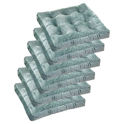 Stuhlkissen for Esszimmerstühle, 6er-Pack, Küchenstuhlpolster for Bürostühle, Esszimmerstuhl-Sitzkissen, 5,1 cm Dicke, for Büro, Zuhause oder Auto(Lake Blue,18x18in(Set of 6)) von YKJGRTF