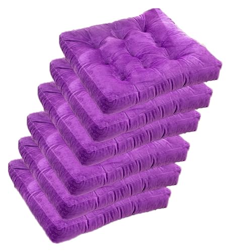 Stuhlkissen for Esszimmerstühle, 6er-Pack, Küchenstuhlpolster for Bürostühle, Esszimmerstuhl-Sitzkissen, 5,1 cm Dicke, for Büro, Zuhause oder Auto(Purple,16x16in(Set of 6)) von YKJGRTF