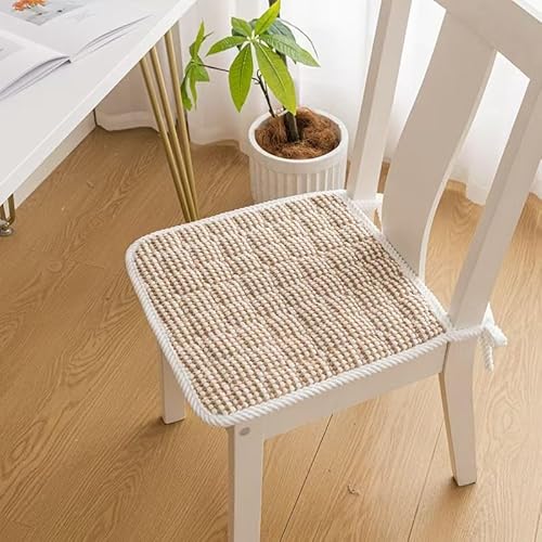 Stuhlkissen mit Bändern, rutschfeste Stuhlpolster aus Metall for Esszimmerstühle, waschbare for Küche und Haushalt, 1 Stück(Beige,40CM/15.7INCH) von YKJGRTF