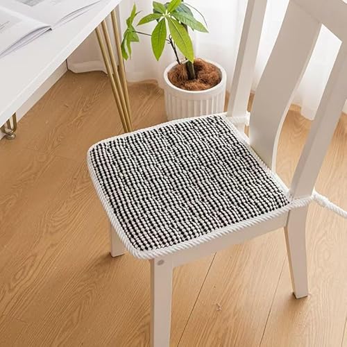 Stuhlkissen mit Bändern, rutschfeste Stuhlpolster aus Metall for Esszimmerstühle, waschbare for Küche und Haushalt, 1 Stück(Black,40CM/15.7INCH) von YKJGRTF