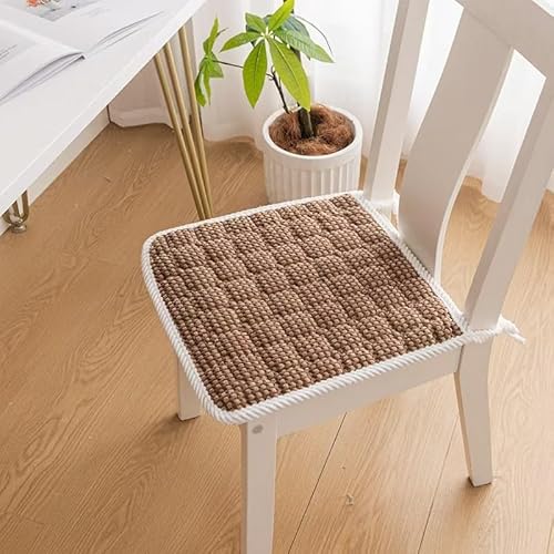 Stuhlkissen mit Bändern, rutschfeste Stuhlpolster aus Metall for Esszimmerstühle, waschbare for Küche und Haushalt, 1 Stück(Brown,50CM/19.7INCH) von YKJGRTF