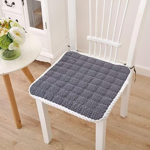 Stuhlkissen mit Bändern, rutschfeste Stuhlpolster aus Metall for Esszimmerstühle, waschbare for Küche und Haushalt, 1 Stück(Gray 2,50CM/19.7INCH) von YKJGRTF