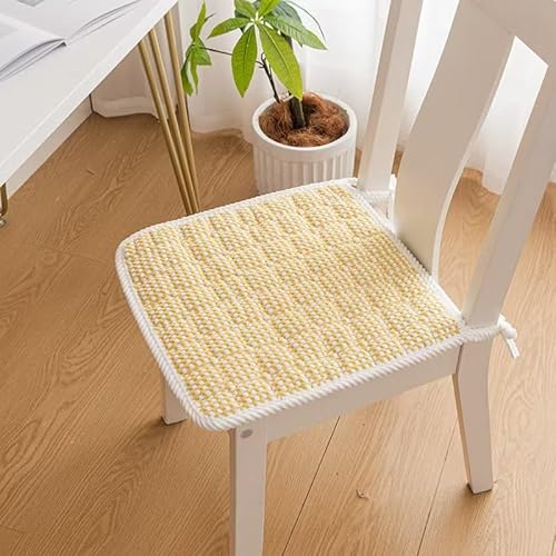 Stuhlkissen mit Bändern, rutschfeste Stuhlpolster aus Metall for Esszimmerstühle, waschbare for Küche und Haushalt, 1 Stück(Yellow,50CM/19.7INCH) von YKJGRTF