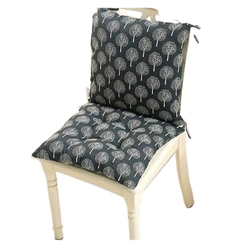 Stuhlkissen mit Riemen, niedriger Rückenlehne, Esszimmerstuhlkissen, Sitzkissen for drinnen und draußen, Terrasse, Garten, 1 Stück(Black,17.7x17.7in) von YKJGRTF