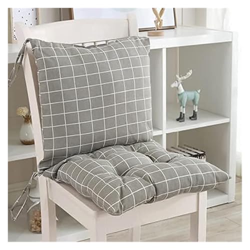 Stuhlkissen mit Riemen, niedriger Rückenlehne, Esszimmerstuhlkissen, Sitzkissen for drinnen und draußen, Terrasse, Garten, 1 Stück(Gray 2,17.7x17.7in) von YKJGRTF
