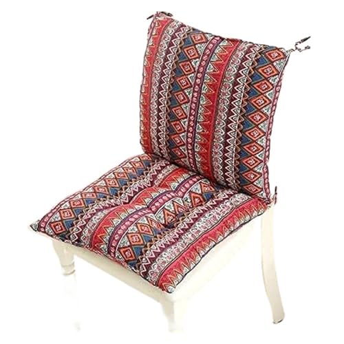 Stuhlkissen mit Riemen, niedriger Rückenlehne, Esszimmerstuhlkissen, Sitzkissen for drinnen und draußen, Terrasse, Garten, 1 Stück(Red,16x16in) von YKJGRTF