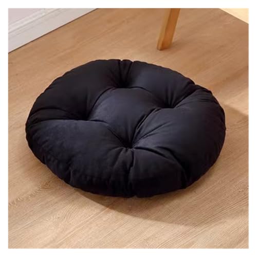 Stuhlpolster, Fußhockerkissen, rundes Schaukelkissen, Eierstuhlpolster for die Terrasse im Freien, Dicke Sitzpolster for den Außenbereich(Black,16.5in) von YKJGRTF