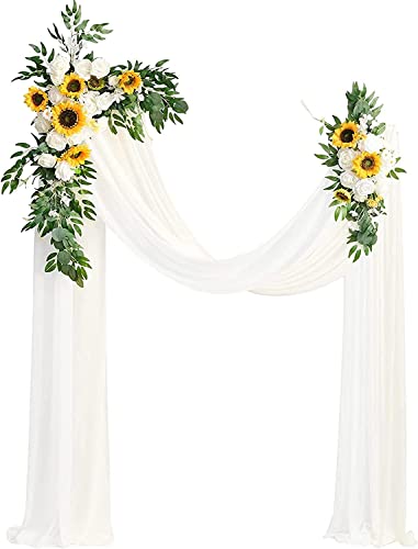 YKJGRTF Artificialfor Wedding Decoration， (4 Pack), 2 STK. Rosengirlanden & 2 STK. Drapierungsstoff for Party-Hintergrunddekoration, Gelb von YKJGRTF