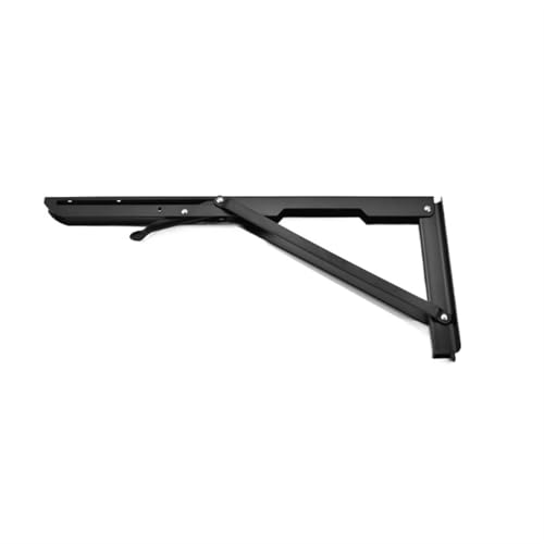 YKJGRTF Klappbare Regalhalterungen, herunterklappbare Wandmontage, 2 Stück Edelstahl-Klappwinkelhalterung, dreieckige Wandhalterung aus weißem und schwarzem Eisen(Black,10 inch) von YKJGRTF