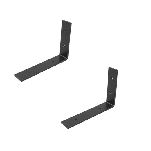 YKJGRTF Klappbare Regalhalterungen, herunterklappbare Wandmontage, L-förmige Halterung, dreieckige Stützhalterung, an der Wand befestigtes Eisenstativ mit Objektplatte(Black,200MM) von YKJGRTF