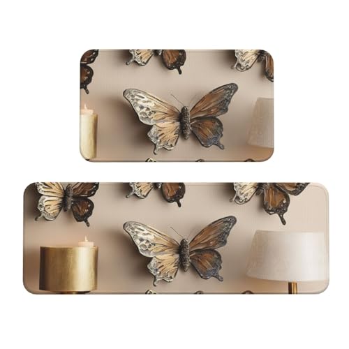 Küchenmatten mit Schmetterlings-Motiv, für Boden, Küchenteppich-Set, für verschiedene Innen- und Außenbereiche Küchenmatten mit Schmetterlings-Motiv, für Boden, Küchenteppich-Set, für verschiedene Innen- und Außenbereiche von YKJJFVZ