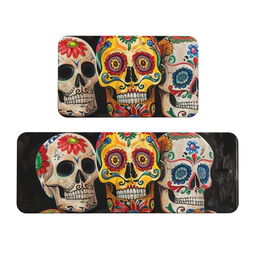 Küchenmatten mit Totenkopf-Motiv, für Boden, Küchenteppich-Set, für verschiedene Innen- und Außenbereiche Küchenmatten mit Totenkopf-Motiv, für Boden, Küchenteppich-Set, für verschiedene Innen- und Außenbereiche von YKJJFVZ