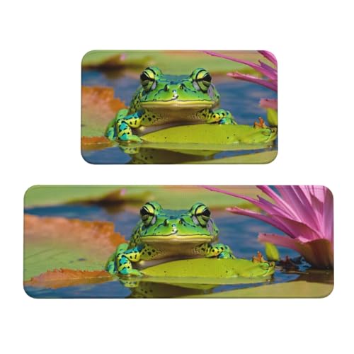 Küchenmatten mit niedlichem Frosch-Druck, für Boden, Küchenteppich-Set, für verschiedene Innen- und Außenbereiche Küchenmatten mit niedlichem Frosch-Druck, für Boden, Küchenteppich-Set, für verschiedene Innen- und Außenbereiche von YKJJFVZ