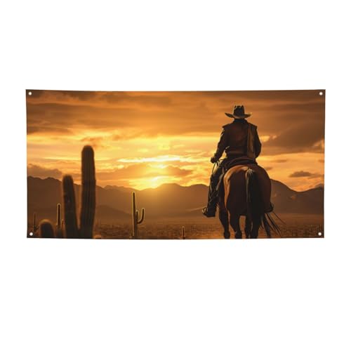 Party-Banner, Motiv: West-Wüstenkaktus mit Cowboys reitenden Pferden, personalisierbar, perfekt für festliche Dekorationen Party-Banner, Motiv: West-Wüstenkaktus mit Cowboys reitenden Pferden, personalisierbar, perfekt für festliche Dekorationen von YKJJFVZ