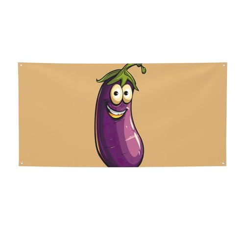 Party-Banner mit Cartoon-Auberginen-Druck, personalisiertes Happy Birthday-Banner, perfekt für festliche Dekorationen Party-Banner mit Cartoon-Auberginen-Druck, personalisiertes Happy Birthday-Banner, perfekt für festliche Dekorationen von YKJJFVZ
