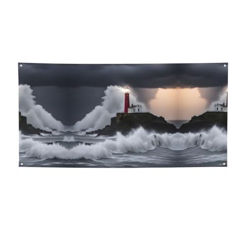 Party-Banner mit Leuchtturm im Sturm, personalisierbar, perfekt für festliche Dekorationen Party-Banner mit Leuchtturm im Sturm, personalisierbar, perfekt für festliche Dekorationen von YKJJFVZ