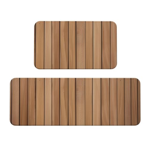 Vertikale Dielen in Tischlerei, Eichenholzdruck, Küchenmatten für Boden, Küchenteppich-Set, für verschiedene Innen- und Außenbereiche Vertikale Dielen in Tischlerei, Eichenholzdruck, Küchenmatten für Boden, Küchenteppich-Set, für verschiedene Innen- und Außenbereiche von YKJJFVZ