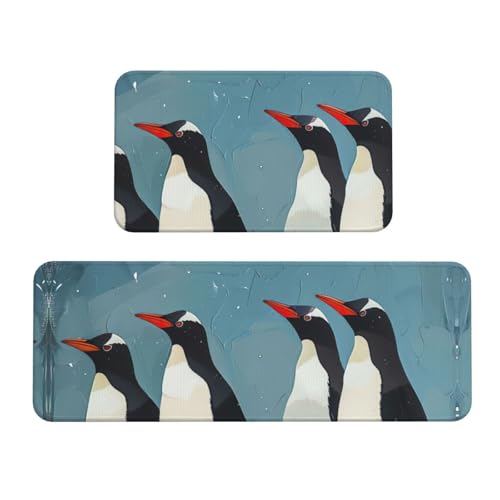 YKJJFVZ Küchenmatten mit Pinguin-Druck, für Boden, Küchenteppich-Set, für verschiedene Innen- und Außenbereiche von YKJJFVZ