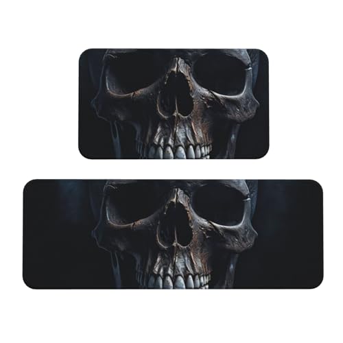 YKJJFVZ Küchenmatten mit Totenkopf-Motiv, für Boden, Küchenteppich-Set, für verschiedene Innen- und Außenbereiche von YKJJFVZ