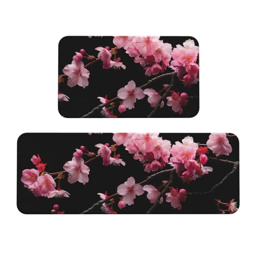 YKJJFVZ Küchenmatten mit japanischem Kirschblumen-Druck, für Boden, Küchenteppich-Set, für verschiedene Innen- und Außenbereiche von YKJJFVZ