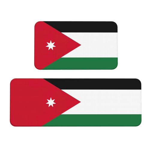 YKJJFVZ Küchenmatten mit jordanischer Flagge, für Boden, Küchenteppich-Set, für verschiedene Innen- und Außenbereiche von YKJJFVZ