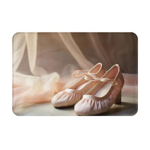 YKJJFVZ Vorleger mit Ballettschuhen, für den Innen- und Außenbereich, Willkommensmatte mit Flanellstoff von YKJJFVZ