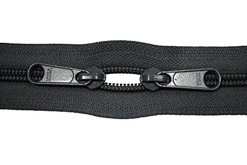 YKK Reißverschluss für Taschen, Rucksäcke, Zelte u.s.w. dunkelgrau 90 cm lang 5 mm Spirale mit 2 Schieber von YKK
