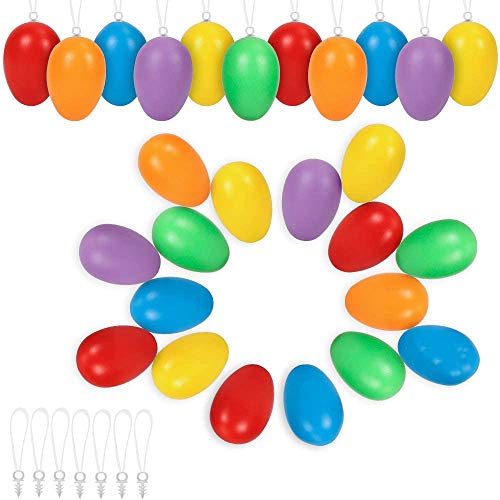 24pcs Eier, Ostereier Dekoration Weißes Band, Plastikeier zum Basteln Deko Ostern von YKKJ