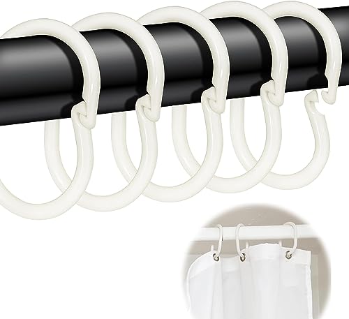 YKKJ 50 Stück Duschvorhang Ringe，Ringe für Duschvorhang in C-Form，für Duschvorhangstangen und Duschvorhangwinkelstangen.weiß（5.2cmX7.6cm） von YKKJ