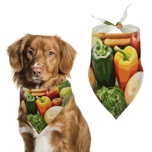 Bedruckter Haustier-Schal mit frischem Gemüse und Obst, Polyester, Einheitsgröße (70,1 x 30 cm) von YKLBV