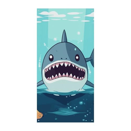 Geburtstags-Banner, mehrfarbig, Wimpelkette, Flaggen, hängende Dekoration, Cartoon-Hai, schwimmend im Wasser, feierlicher Jahrestag, Taufe, Türvorhang Geburtstags-Banner, mehrfarbig, Wimpelkette, Flaggen, hängende Dekoration, Cartoon-Hai, schwimmend im Wasser, feierlicher Jahrestag, Taufe, Türvorhang von YKLBV