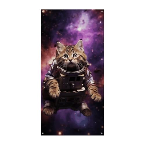 Geburtstags-Banner, mehrfarbig, Wimpelkette, Flaggen, hängende Dekoration, eine Katze im Weltraum, feierlicher Jahrestag, Taufe, Türvorhang Geburtstags-Banner, mehrfarbig, Wimpelkette, Flaggen, hängende Dekoration, eine Katze im Weltraum, feierlicher Jahrestag, Taufe, Türvorhang von YKLBV