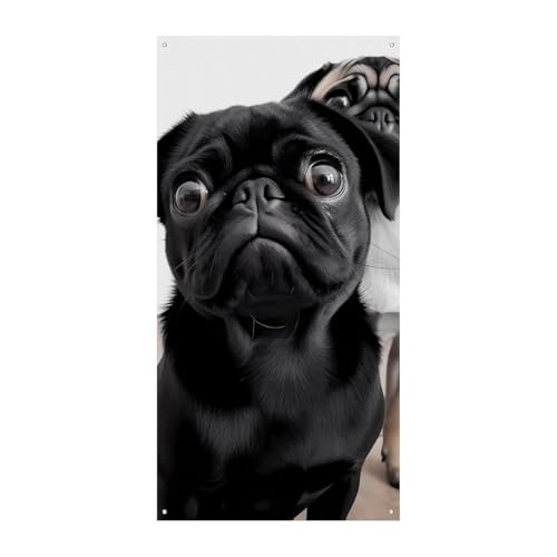 Geburtstagsbanner, mehrfarbig, Wimpelkette, Flaggen, hängende Dekoration, niedlicher schwarzer Mops, Hund, Feier, Jahrestag, Taufe, Türvorhang Geburtstagsbanner, mehrfarbig, Wimpelkette, Flaggen, hängende Dekoration, niedlicher schwarzer Mops, Hund, Feier, Jahrestag, Taufe, Türvorhang von YKLBV