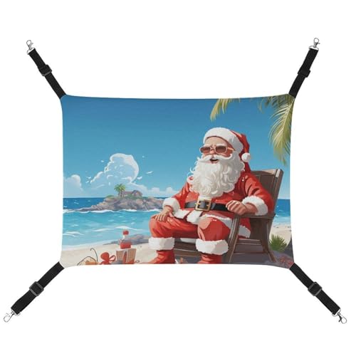 YKLBV Atmungsaktive Haustierhängematte mit Weihnachtsmann am Strand, platzsparende Lösung für Katzen, Hunde und kleine Haustiere – überall Komfort YKLBV Atmungsaktive Haustierhängematte mit Weihnachtsmann am Strand, platzsparende Lösung für Katzen, Hunde und kleine Haustiere – überall Komfort von YKLBV