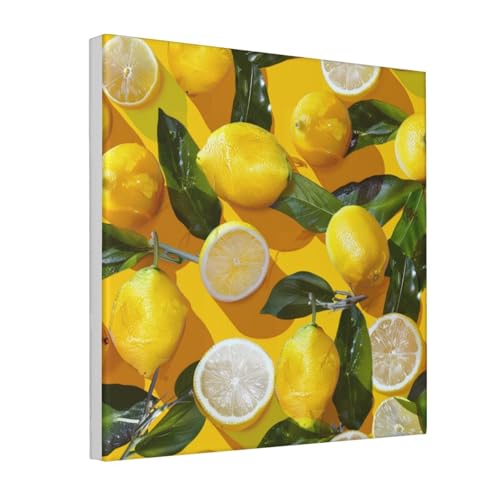 Gelbe Zitronen bedruckte Leinwand, Wandkunst, 30 x 30 cm, quadratisch, dekorative Kunstwerke, Bilder, Druck, Gemälde, gerahmtes Kunstwerk für Schlafzimmer, Wohnzimmer und Büro Gelbe Zitronen bedruckte Leinwand, Wandkunst, 30 x 30 cm, quadratisch, dekorative Kunstwerke, Bilder, Druck, Gemälde, gerahmtes Kunstwerk für Schlafzimmer, Wohnzimmer und Büro von YKLJG