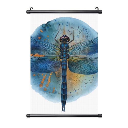 YKLJG Bedrucktes Poster mit Libellen-Druck, 40 x 60 cm, Wandkunst-Banner, PVC-Rahmen, Kunstwerk, Wandbehang für Wohnzimmer, Büro, Schlafzimmer, Dekor von YKLJG
