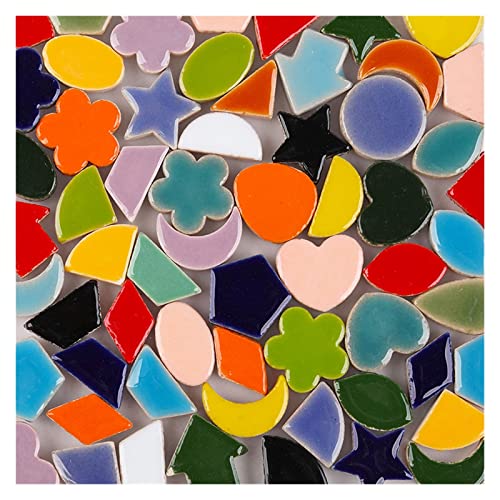 100 g unregelmäßige Keramik-Mosaikfliesen, mehrfarbig, Stern-Mond-Porzellan-Mosaikfliesen, DIY-Mosaikherstellung for Handwerk, Hobby, Kunst, Dekoration(Multi) von YKMYXZ