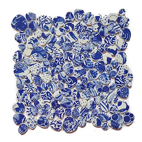 200 g unregelmäßige Keramik-Mosaikfliesen, blaue und weiße Porzellan-Mosaikfliesen, DIY-Mosaikherstellung for Handwerk, Hobby, Kunst, Wanddekoration(1) von YKMYXZ