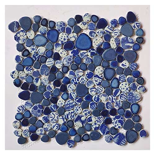 200 g unregelmäßige Keramik-Mosaikfliesen, blaue und weiße Porzellan-Mosaikfliesen, DIY-Mosaikherstellung for Handwerk, Hobby, Kunst, Wanddekoration(13) von YKMYXZ