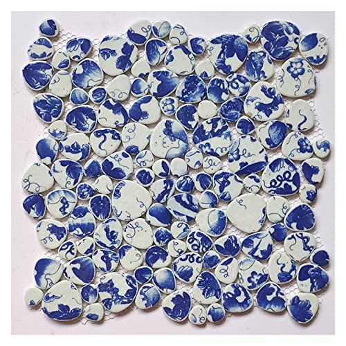 200 g unregelmäßige Keramik-Mosaikfliesen, blaue und weiße Porzellan-Mosaikfliesen, DIY-Mosaikherstellung for Handwerk, Hobby, Kunst, Wanddekoration(2) von YKMYXZ