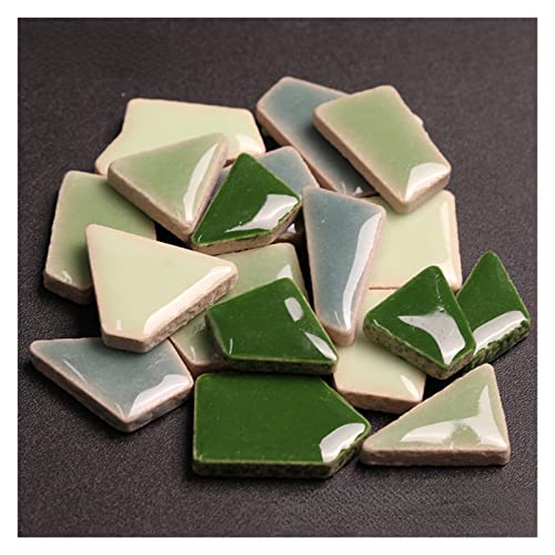 200 g unregelmäßige Keramik-Mosaikfliesen, mehrfarbige Mosaikstücke, Steine ​​für die DIY-Mosaikherstellung, Basteln, Hobby, Kunst, Heim-Wanddekoration(Green) von YKMYXZ